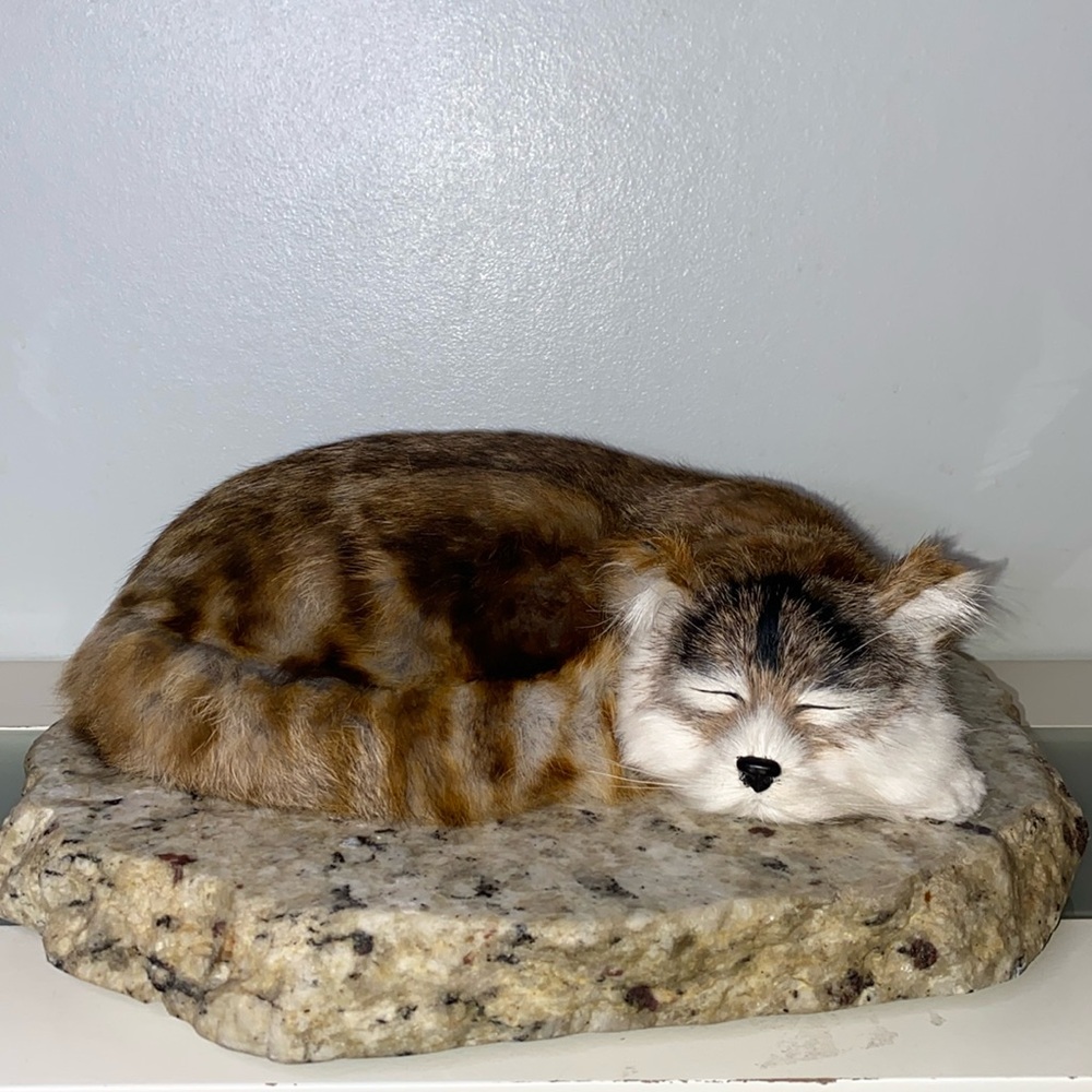 Vintage Beautiful Real Rabbit Fur Soft Realistic Sleeping Cat-